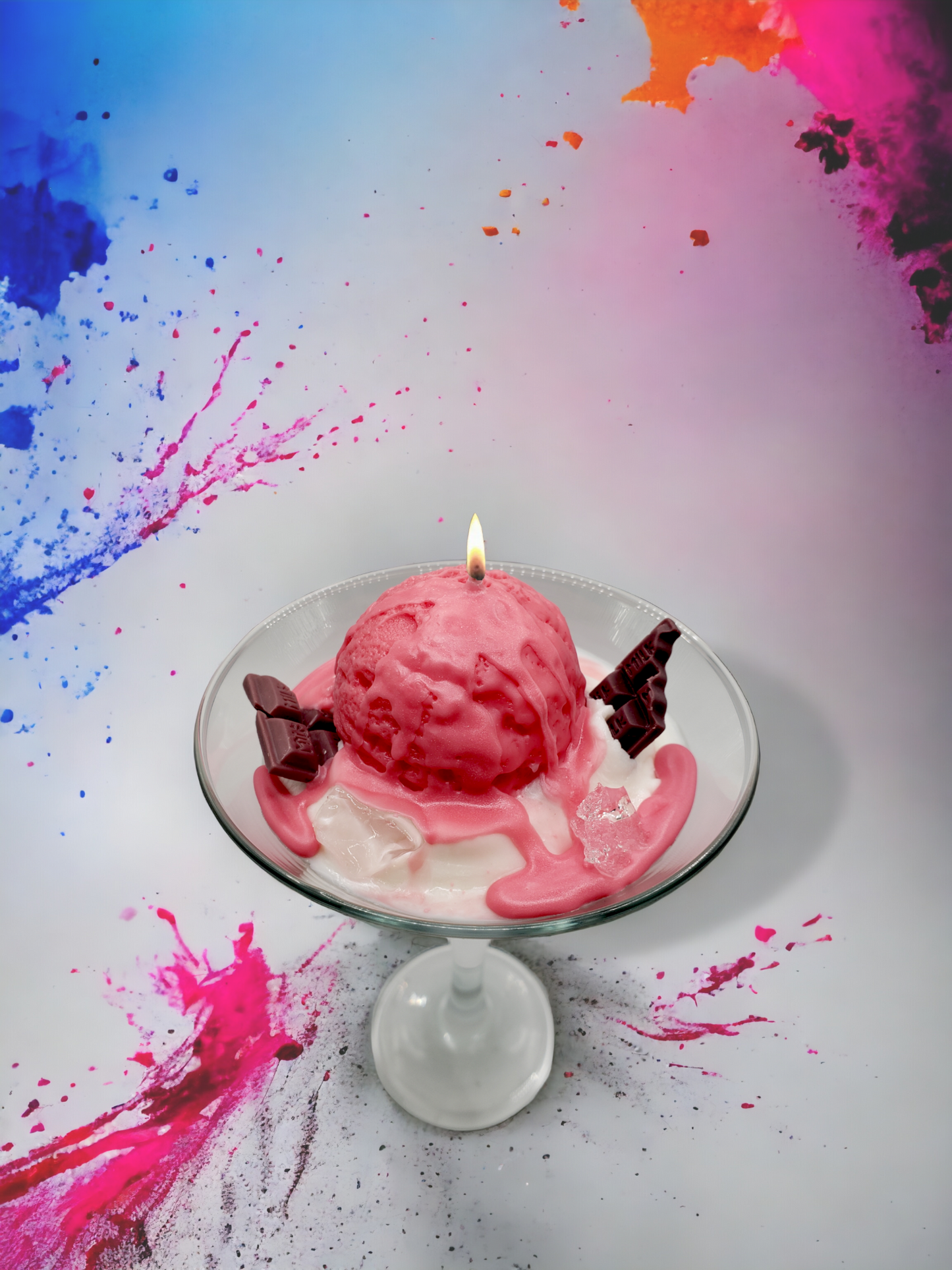 VELA DE COPA DE HELADO DE NATA CON BOLA DE FRESA